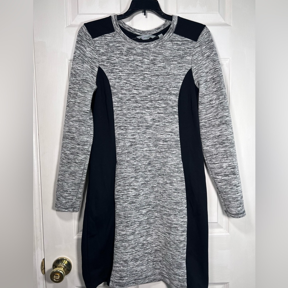 Athleta Cooldown Dress Heathered Gray Black Sweater Dress Women’s Small